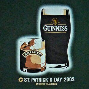BAILEYS GUINNESS shirt ST. PATRICK'S DAY 2002 vintage tee alcohol promo advert